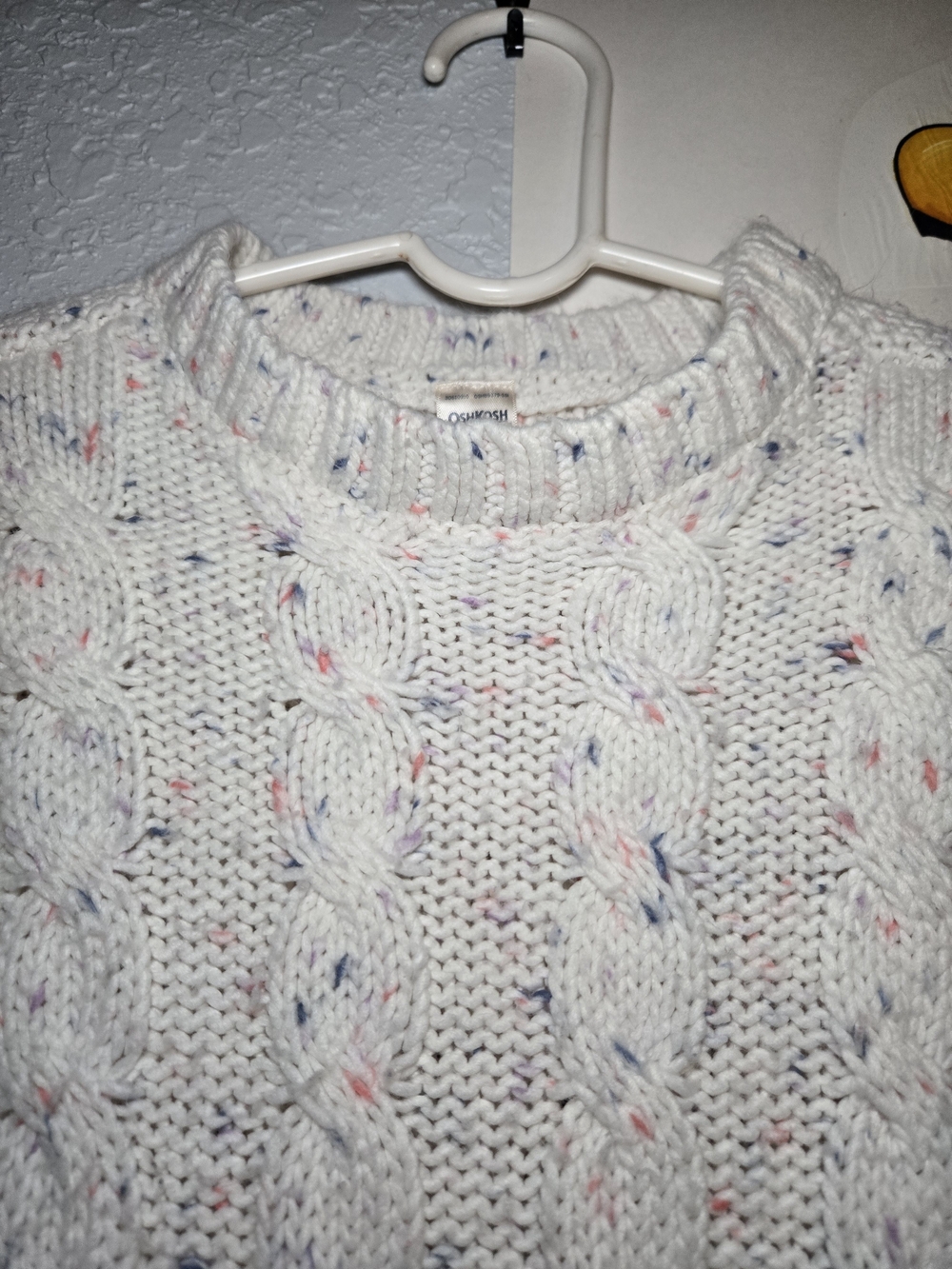 OshKosh B'gosh White Speckled Cable Knit Crewneck Sweater